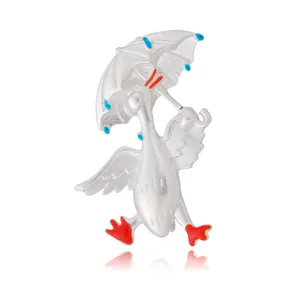 Spilla con ombrello d'anatra in smalto di lega carina moda versatile vestiti pin gioielli