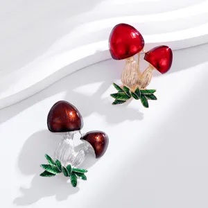 Spilla fungo goccia d'olio cartone animato simpatico smalto pianta spilla accessori moda.