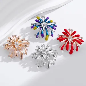 Squisita spilla a fuoco d'artificio con strass brillanti, elegante accessorio per donna.