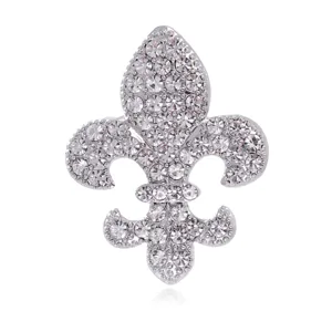 Vintage Fleur-de-lis Rhinestone Brooch Alloy Inlaid Pin Elegant Flower Brooch Accessory For Women Men Wedding Banquet Jewelry