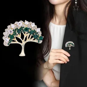 Squisita spilla albero in strass da donna, elegante accessorio per abito con risvolto