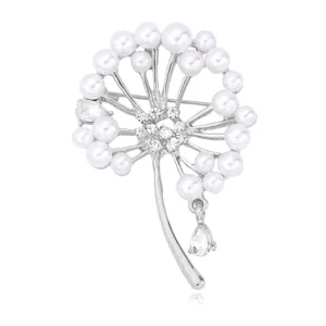 Mode Löwenzahn Brosche Für Damen Legierung Künstliche Perle Strass Blume Brosche Pin Elegante Schal Clip Schmuck Zubehör