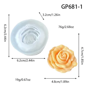 Rose flower silicone mold for DIY candles and plaster ornaments with dimensions