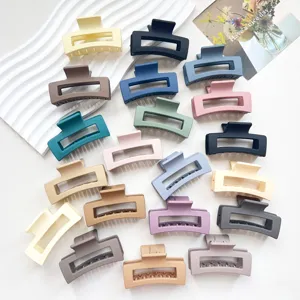 Minimalist Matte Square Hair Claw Clip For Women Simple Geometric Plastic Shark Clip Elegant Matte Solid Color Hairpin Headwear