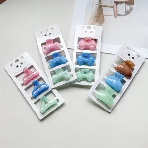 Mini mollette per capelli trasparenti e fiocco, accessori per capelli carini in acrilico.
