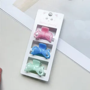 Graziosi mini mollette per capelli marmorizzate set 3 pezzi fiocco accessori per ragazze dettaglio