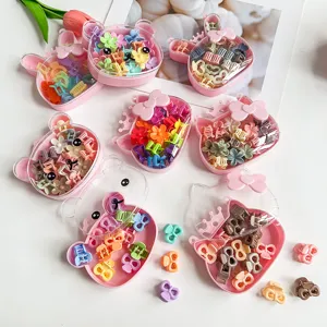 Jolie boîte de rangement dessin animé pinces à cheveux mini colorées nœud accessoires cheveux fille