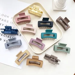 Matte square hair claw clips set stylish minimalist non-slip hair catch for women