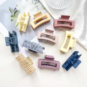 Minimalist matte square hair claw clips set, pastel hair accessories for daily wear and styling.