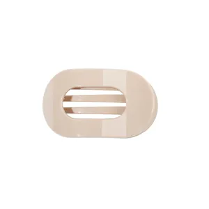 Minimalist beige oval hair claw clip for elegant hairstyles, durable and stylish everyday accessory.