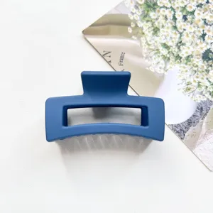 Matte blue hair claw clip geometric square hair catch minimalist hair accessories for women