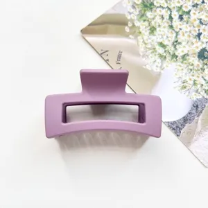 6.5cm Square Hair Claw Clip Matte Purple Hair Catcher Minimalist Hair Accessories Daily