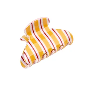 Pince a cheveux rayee en PVC tendance moyenne demi-ronde pour coiffure elegante de tous les jours