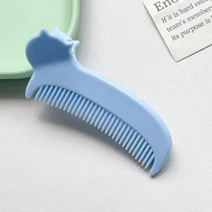 Pettine per capelli blu con orecchie di gatto portatile, mini strumento per frangia da viaggio.