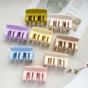 Korean Minimalist Square PC Hair Claw Clip For Women Large Geometric Shark Clip Versatile Hair Fixing Accessory Elegant Solid Color Headwear