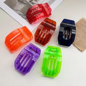 Transparent large hair claw clip colorful flat acrylic shark clips for women hair styling
