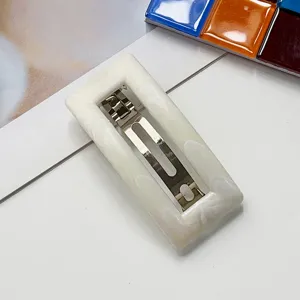 Marble acrylic hair clip retro rectangle barrette stylish hair accessory for daily wear