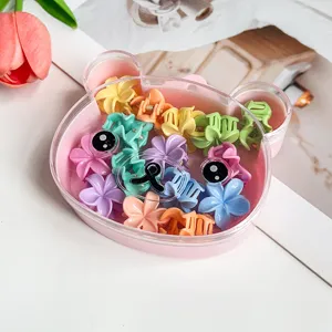Détails du joli coffret ours mini pinces à cheveux fleurs, accessoires colorés mignons fille.