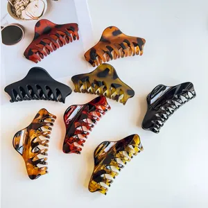 Große PC Drachenknochen Haarkralle Für Damen Minimalistischer Haifisch-Clip Schildpatt Leopardenmuster Matte Glänzende Haar-Accessoires