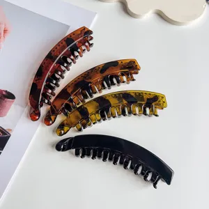Tortoise shell banana hair clips set, elegant vertical claw clip for daily ponytails.