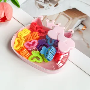 Joli ensemble de pinces à cheveux nœud boîte, mini pinces cœur colorées pour femmes.