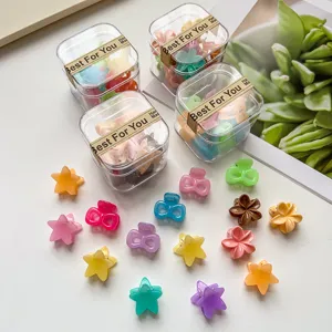 Süße Kunststoff Mini Haarklammern Für Kinder Blumen Stern Schleife Form Boxed Kleine Haarspangen Haarschmuck
