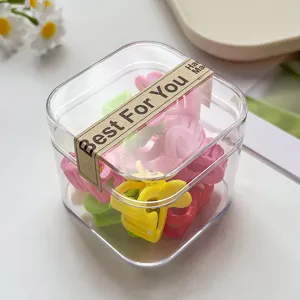 Bunte Mini Haarklammern Set in transparentem Aufbewahrungsbehälter, süße Haar-Accessoires.