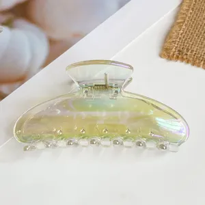 Molla per capelli a mezzaluna in PC iridescentata, clip squalo elegante per acconciature.