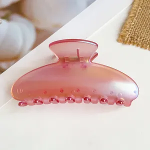 Pinza per capelli rosa, molletta semicircolare galvanizzata in PC traslucido per styling.