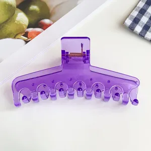 Durchsichtige lila T-förmige Haarklammer im Jelly-Stil, ästhetisches Haaraccessoire für dickes Haar.