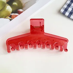 Rote transparente Jelly Haarspange für dickes Haar, stilvolles und einfaches Haaraccessoire.