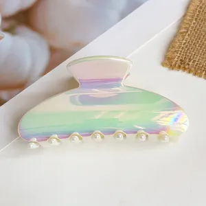 Molla per capelli iridescent lucida galvanizzata semi-cerchio clip squalo donna accessorio