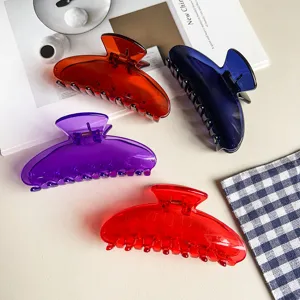 Morsetti per capelli traslucidi colorati in gelatina, piccoli accessori estetici quotidiani.
