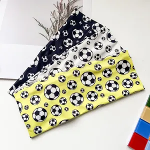 Soccer sports headband with ball print, elastic sweat sweatband for men and women workouts.
