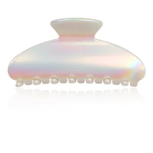 Molletta per capelli perlata da donna, artiglio per capelli iridescente per lo styling quotidiano.