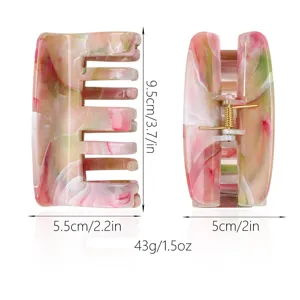 Marble Hair Claw Clip Pink Resin Hair Catch Cute Hair Styling Clamp for Women Girls