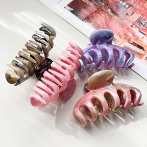 Set di 4 eleganti mollette per capelli marmo, trendy pinze in acetato per acconciatura donna.