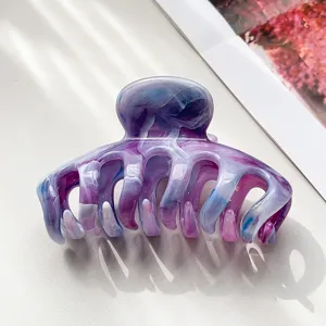 Elegante molletta per capelli grande con design in marmo viola per acconciature donna