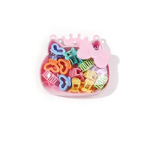 Boîte de rangement chat mignonne avec mini pinces à cheveux colorées pour filles et enfants.