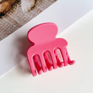 Matte rosa Mini Haarklammer Detail, ideal für sicheres Styling von halben Pferdeschwänzen.