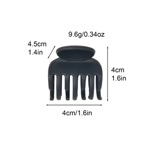 Schwarze matte kleine Haarklammer mit 7 Zähnen, kompakte Grösse 4x4.5cm, leichtes Haaraccessoire.