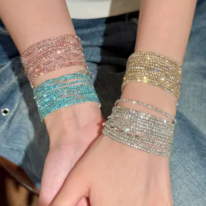 Bracciali impilabili in cristallo elasticizzato strass colorati moda gioielli mano brillanti.