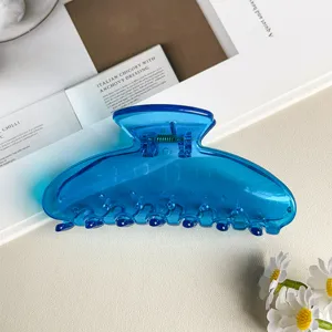Molla per capelli trasparente blu gelatina, piccola pinza per capelli semplice ed elegante.