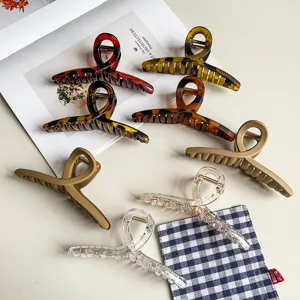 13CM Große Kreuz Haarklammer PC Verdickt Elegante Haifisch-Klammer Matt Glänzend Haarnadel Schildpatt Leopard Haarschmuck Für Damen