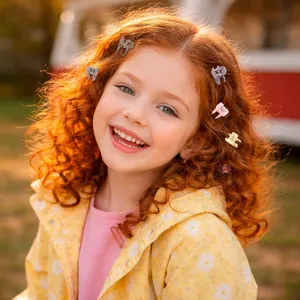 Jolie vue détaillée de mini pinces à cheveux, petits accessoires colorés pour filles.