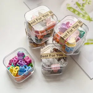 Mini pinces à cheveux colorées en boîte transparente, accessoires parfaits et mignons.