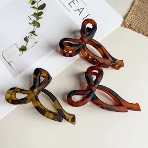 2026 neue mode schleife haarklammer elegante leo muster haaraccessoire haifischclip damen