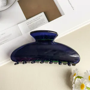 Molla per capelli blu scuro trasparente, pinza minimalista in gelatina per lo styling quotidiano.