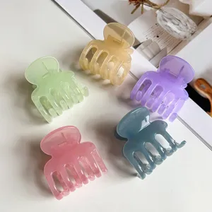 Cute jelly color hair claw clips set, translucent acrylic fashion hair styling accessories.