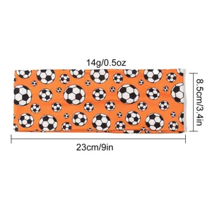 Soccer headband for sports, elastic sweatband with football pattern, orange unisex hair band.